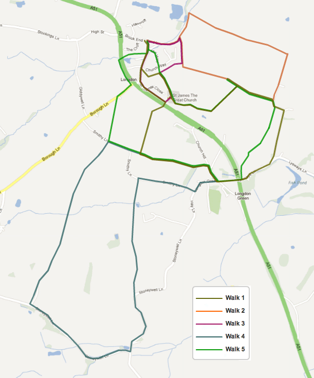 Map of walks 1-5